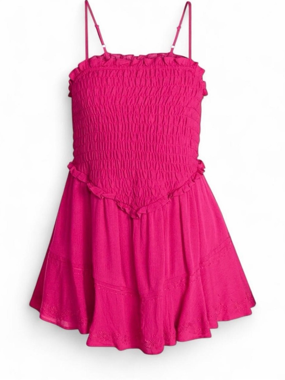 No Boundaries Hot Pink Smocked Tiered Mini Dress - Picture 3 of 6